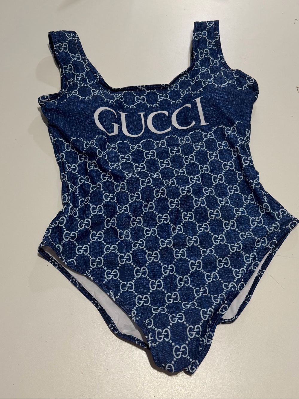 Gucci monogram Navy Blue Logo One-Piece Swimsuit